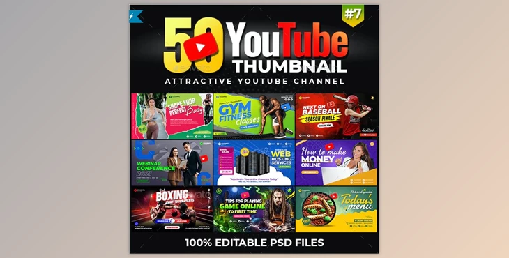 Download Download 50 Youtube Thumbnail Templates Gr 30186262 Psd